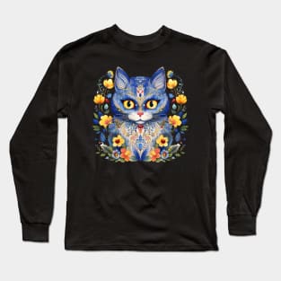 Ukraine Cat Floral Vintage Ukrainian Vyshyvanka Style Long Sleeve T-Shirt